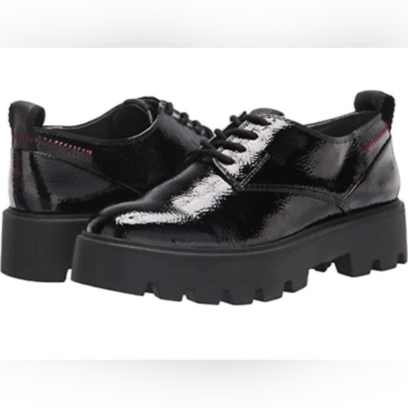 Franco Sarto Balin Oxford Loafer‎ Minimalist Black Patten Leather Women’s 8.5 - Picture 1 of 10